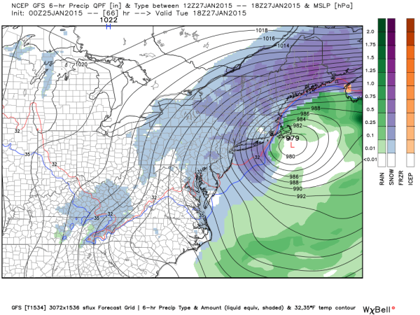 By Tuesday morning… Bombogenesis. The Hudson Valley continues to be plastered by heavy snow and wind. Travel anywhere from Atlantic City NJ to southern Maine will be impossible. Snowfall rates of 2 to 4 inches per hour will be common. Blizzard Conditions across New England will drift the snow over 5 to 7 feet.