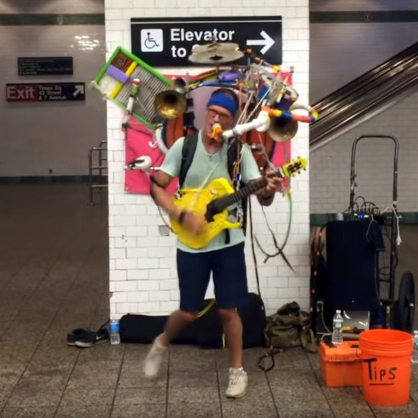 One man band at Times Square 